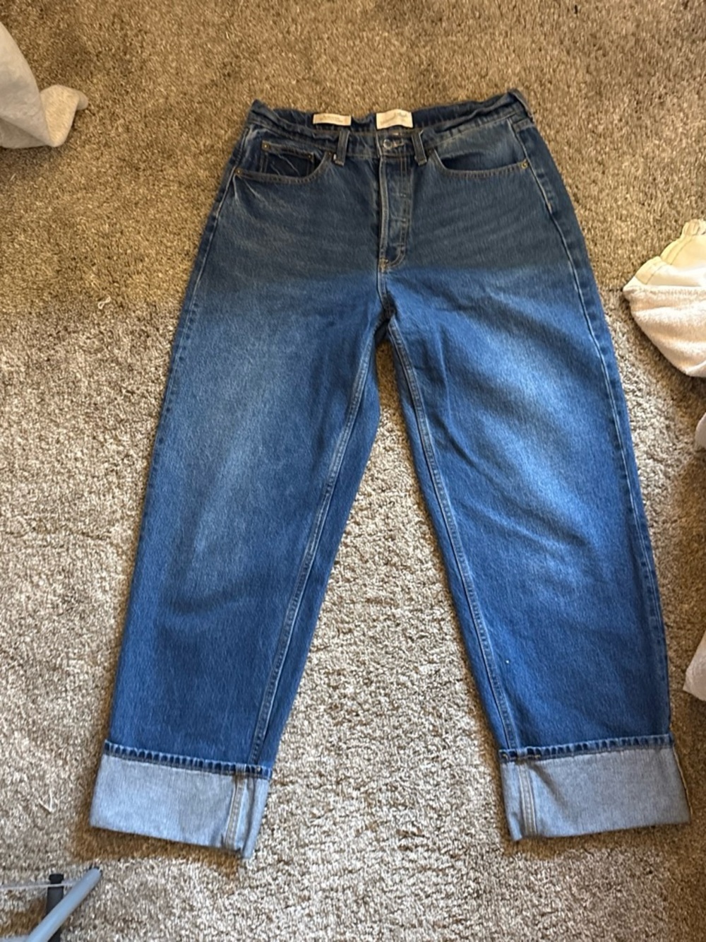 Universal Thread Blue Denim Boyfriend Jeans with Cuffed Hems